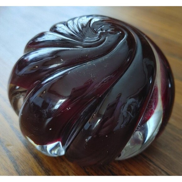 Ruby Red Encased Glass Paperweight Signed "Donghio 97" VTG Gift Idea READ - Picture 2 of 11